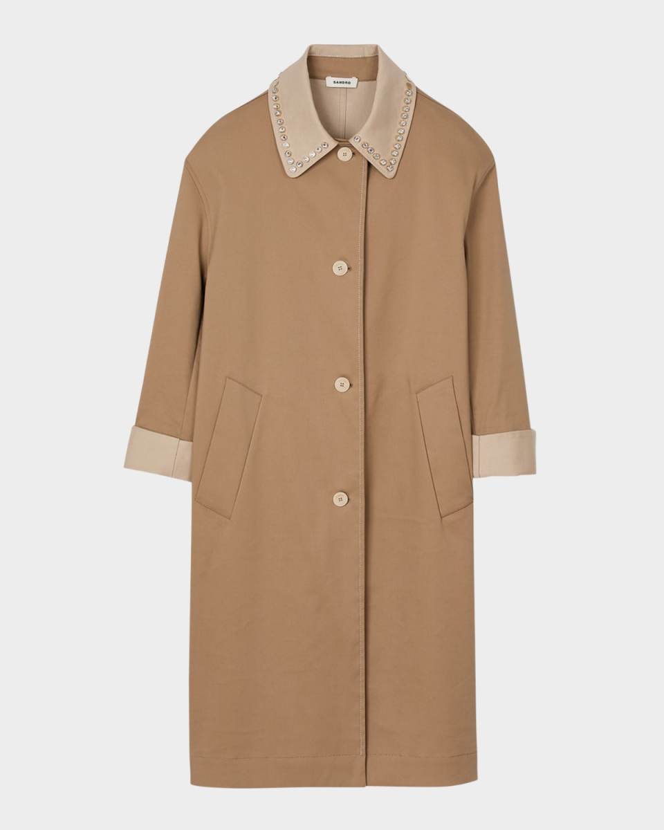 Diderot Embellished-Collar Trench Coat